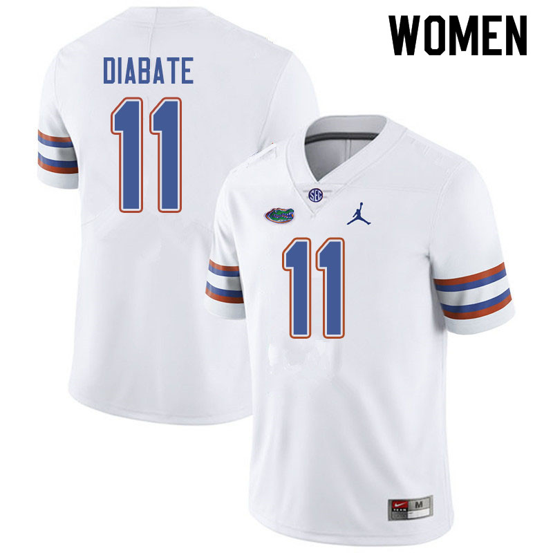 Jordan Brand Women #11 Mohamoud Diabate Florida Gators College Football Jerseys Sale-White - Click Image to Close